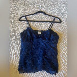 Elegant Navy Lace Tank Top